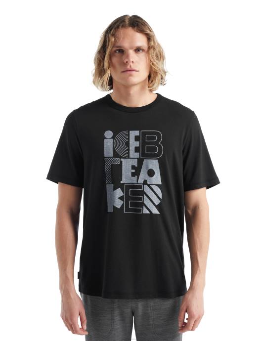 Icebreaker Heren merino centrale stapel t-shirts met korte mouwenzwart XXNJ485 kleding