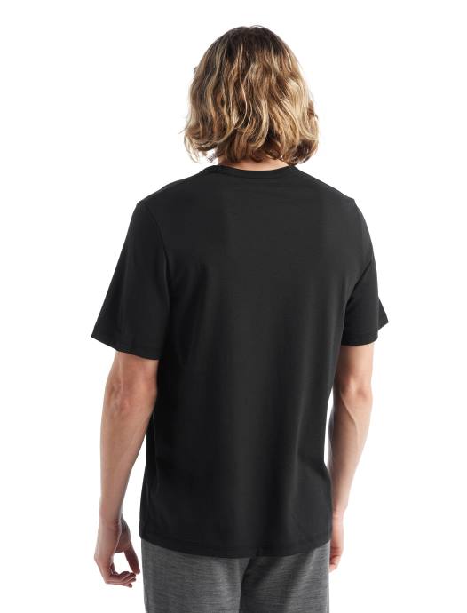 Icebreaker Heren merino centrale stapel t-shirts met korte mouwenzwart XXNJ485 kleding