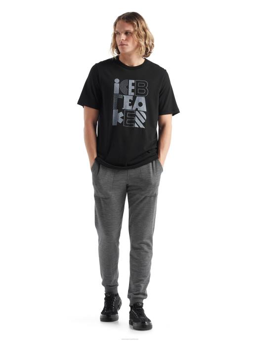 Icebreaker Heren merino centrale stapel t-shirts met korte mouwenzwart XXNJ485 kleding