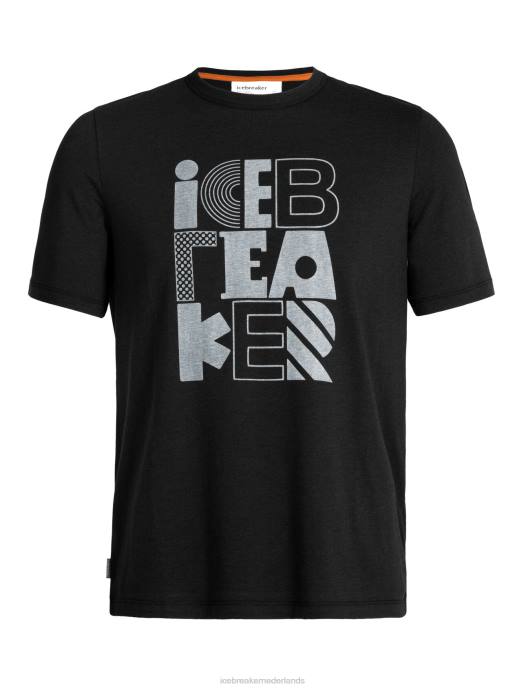 Icebreaker Heren merino centrale stapel t-shirts met korte mouwenzwart XXNJ485 kleding