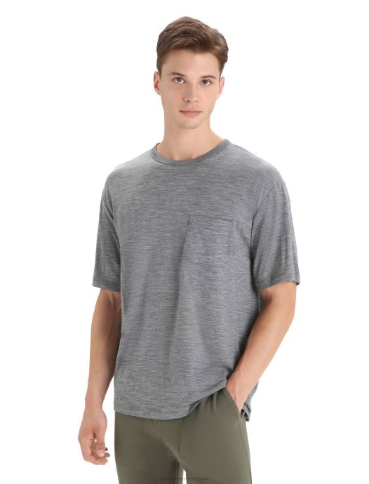 Icebreaker Heren merino graanschuur T-shirt met korte mouwen en zakgritsteen heide XXNJ18 kleding