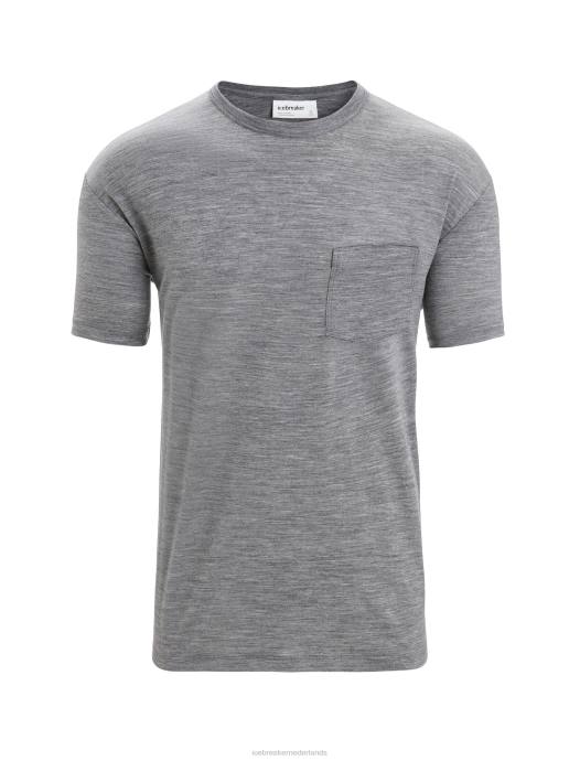 Icebreaker Heren merino graanschuur T-shirt met korte mouwen en zakgritsteen heide XXNJ18 kleding