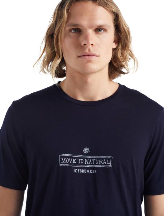 Icebreaker Heren merino tech lite ii T-shirt met korte mouwen, gegroeid naar het zuidenmiddernacht marine XXNJ484 kleding