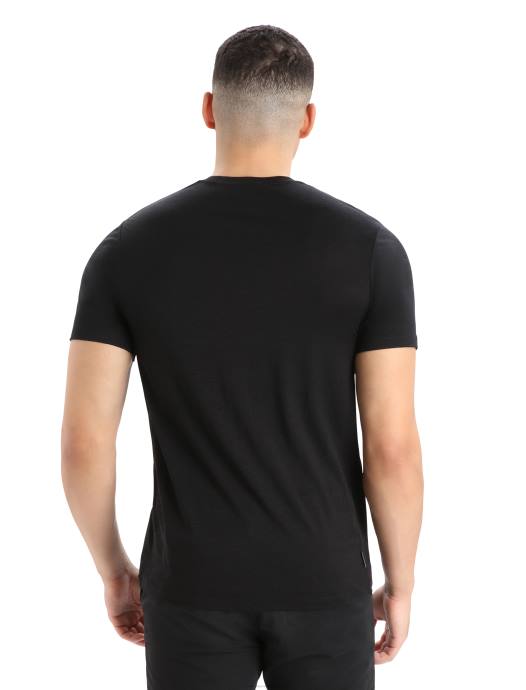 Icebreaker Heren merino tech lite ii T-shirt met korte mouwen varen opdrukzwart XXNJ341 kleding