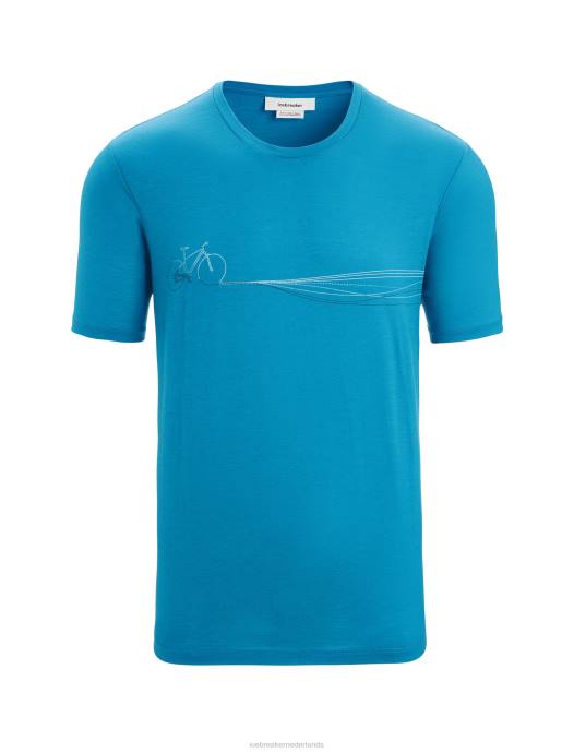 Icebreaker Heren merino tech lite ii cadanspaden met korte mouwengeo-blauw XXNJ57 kleding