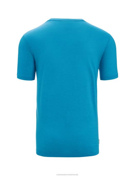 Icebreaker Heren merino tech lite ii cadanspaden met korte mouwengeo-blauw XXNJ57 kleding