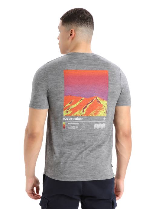 Icebreaker Heren merino tech lite ii t-shirt met korte mouwen alpine zonegritsteen heide XXNJ365 kleding