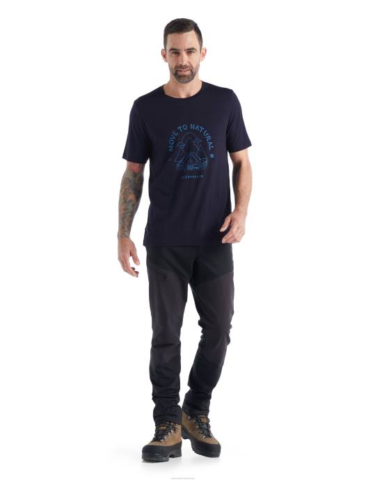 Icebreaker Heren merino tech lite ii t-shirt met korte mouwen en canopy campermiddernacht marine XXNJ489 kleding