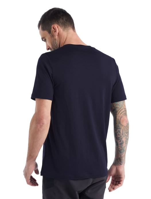 Icebreaker Heren merino tech lite ii t-shirt met korte mouwen en canopy campermiddernacht marine XXNJ489 kleding