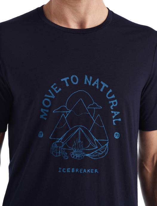 Icebreaker Heren merino tech lite ii t-shirt met korte mouwen en canopy campermiddernacht marine XXNJ489 kleding