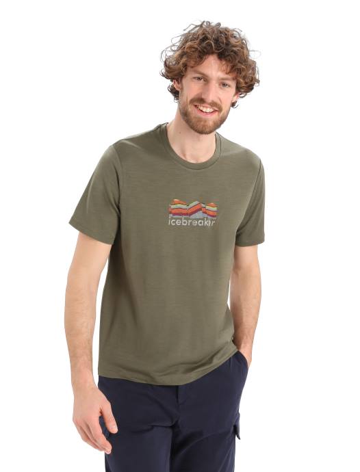 Icebreaker Heren merino tech lite ii t-shirt met korte mouwen mountain geologyladen XXNJ384 kleding