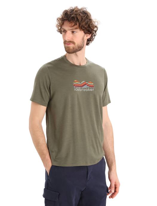 Icebreaker Heren merino tech lite ii t-shirt met korte mouwen mountain geologyladen XXNJ384 kleding