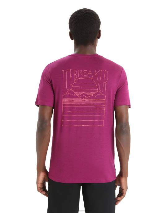 Icebreaker Heren merino tech lite ii t-shirt met korte mouwen mountain sunsetga bes XXNJ82 kleding