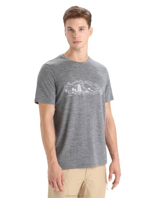 Icebreaker Heren merino tech lite ii t-shirt met korte mouwen natuur sprintgritsteen heide XXNJ54 kleding