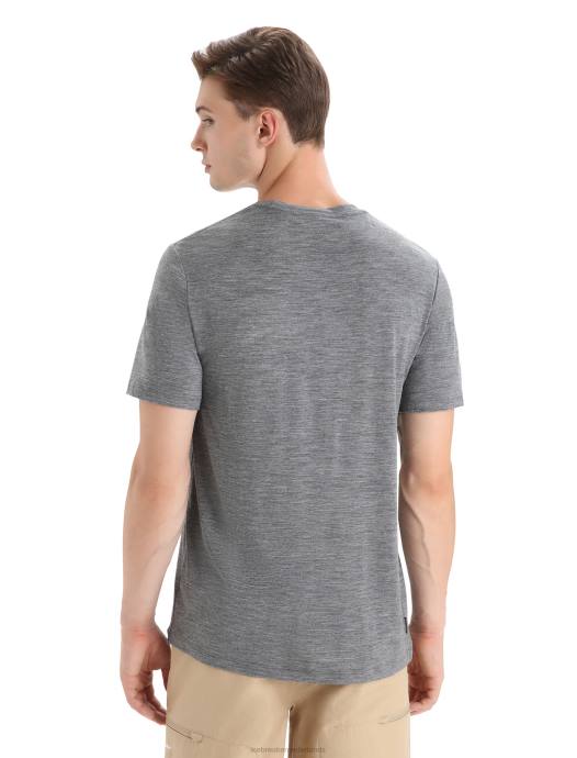 Icebreaker Heren merino tech lite ii t-shirt met korte mouwen natuur sprintgritsteen heide XXNJ54 kleding