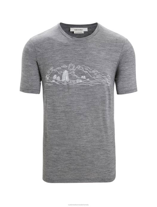 Icebreaker Heren merino tech lite ii t-shirt met korte mouwen natuur sprintgritsteen heide XXNJ54 kleding