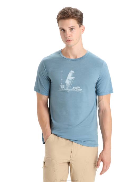 Icebreaker Heren merino tech lite ii t-shirt met korte mouwen polar paddleastraal blauw XXNJ65 kleding