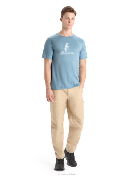 Icebreaker Heren merino tech lite ii t-shirt met korte mouwen polar paddleastraal blauw XXNJ65 kleding