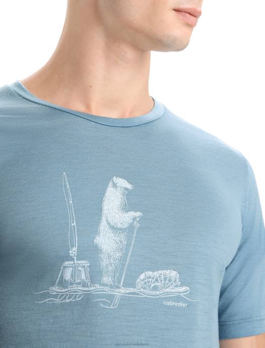 Icebreaker Heren merino tech lite ii t-shirt met korte mouwen polar paddleastraal blauw XXNJ65 kleding