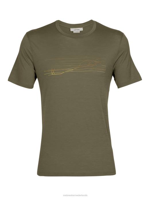 Icebreaker Heren merino tech lite ii t-shirt met korte mouwen skistrepenladen XXNJ347 kleding