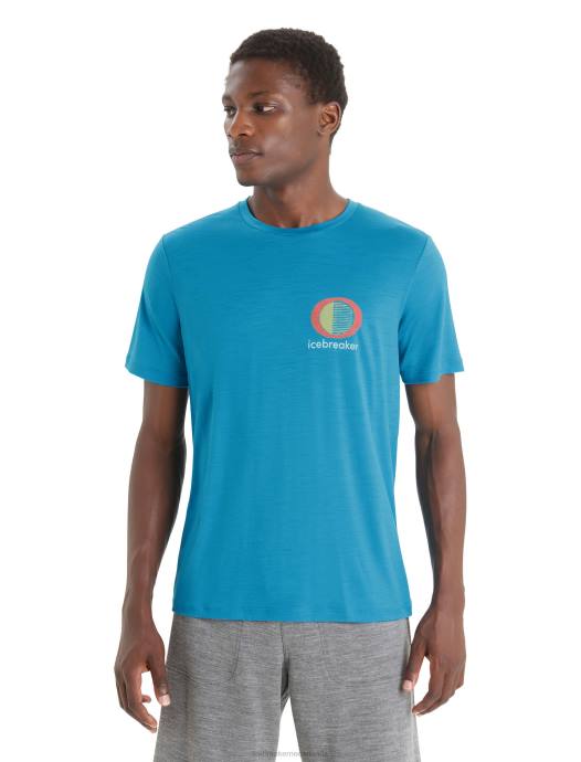 Icebreaker Heren merino tech lite ii t-shirt met korte mouwen spring glowgeo-blauw XXNJ45 kleding