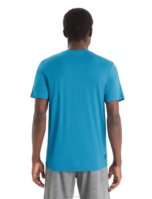 Icebreaker Heren merino tech lite ii t-shirt met korte mouwen spring glowgeo-blauw XXNJ45 kleding