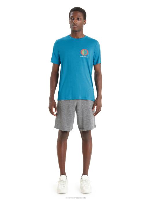 Icebreaker Heren merino tech lite ii t-shirt met korte mouwen spring glowgeo-blauw XXNJ45 kleding