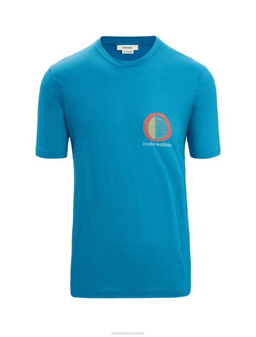 Icebreaker Heren merino tech lite ii t-shirt met korte mouwen spring glowgeo-blauw XXNJ45 kleding