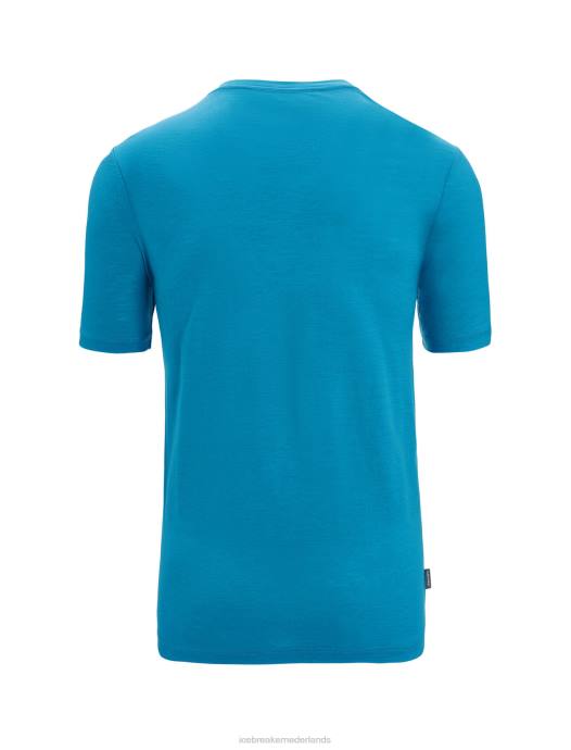 Icebreaker Heren merino tech lite ii t-shirt met korte mouwen spring glowgeo-blauw XXNJ45 kleding