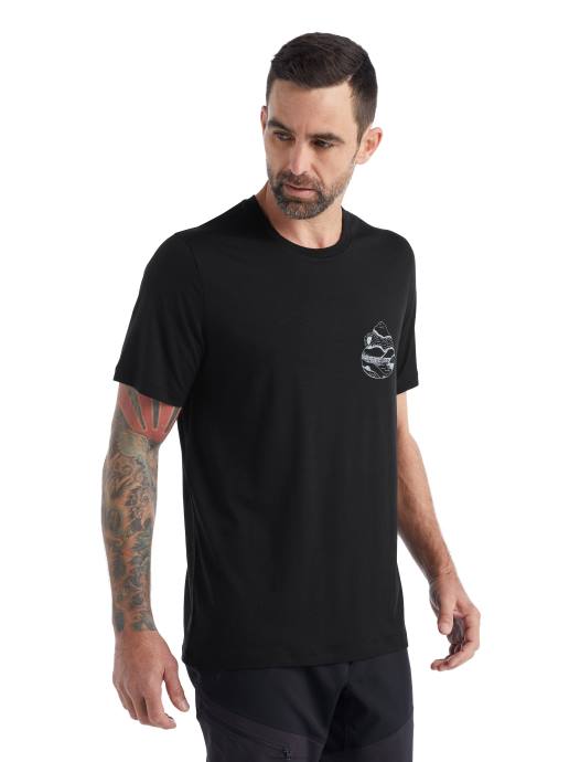 Icebreaker Heren merino tech lite ii t-shirt met korte mouwen sunrise ridgezwart XXNJ482 kleding