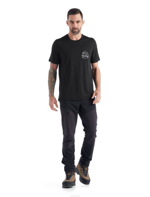 Icebreaker Heren merino tech lite ii t-shirt met korte mouwen sunrise ridgezwart XXNJ482 kleding