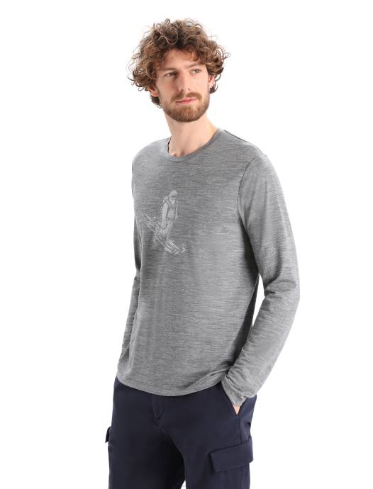 Icebreaker Heren merino tech lite ii t-shirt met lange mouwen skiën yetigritsteen heide XXNJ342 kleding