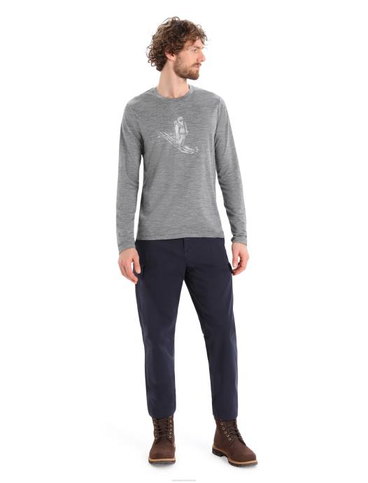 Icebreaker Heren merino tech lite ii t-shirt met lange mouwen skiën yetigritsteen heide XXNJ342 kleding