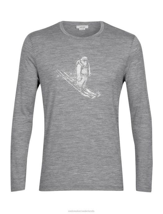 Icebreaker Heren merino tech lite ii t-shirt met lange mouwen skiën yetigritsteen heide XXNJ342 kleding