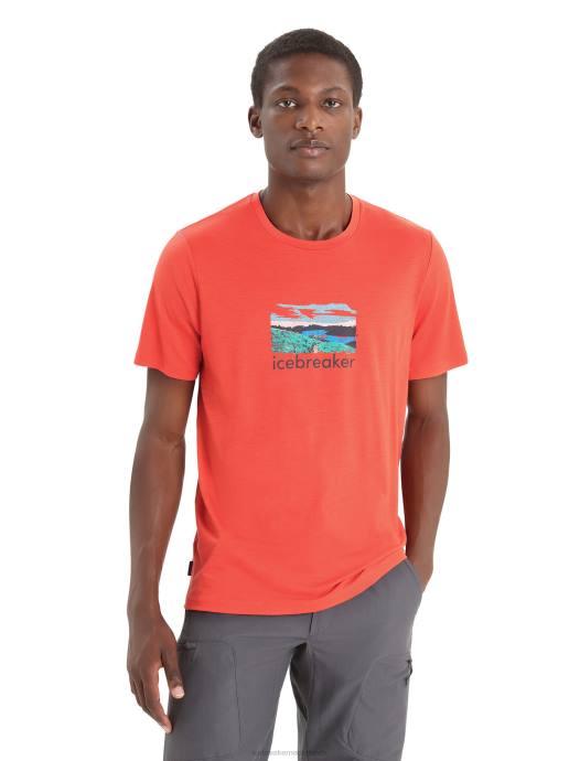 Icebreaker Heren merino tech lite ii trailhead T-shirt met korte mouwenlevendige aarde XXNJ15 kleding