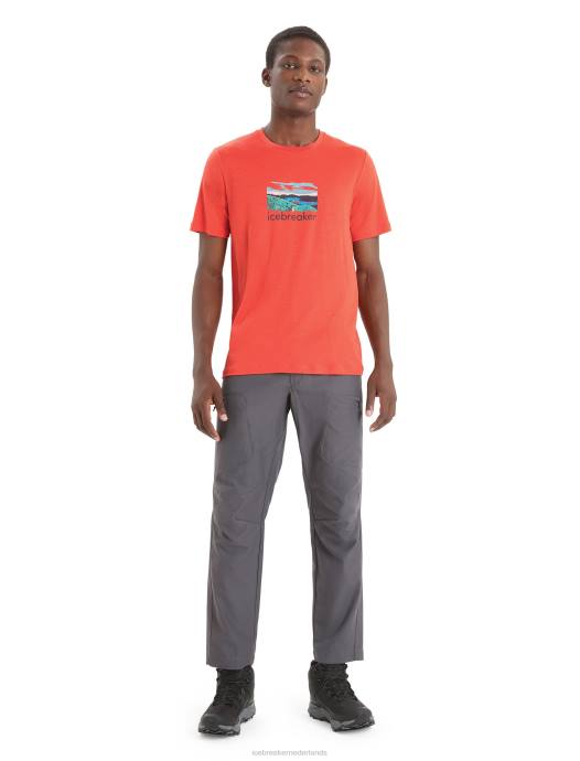 Icebreaker Heren merino tech lite ii trailhead T-shirt met korte mouwenlevendige aarde XXNJ15 kleding