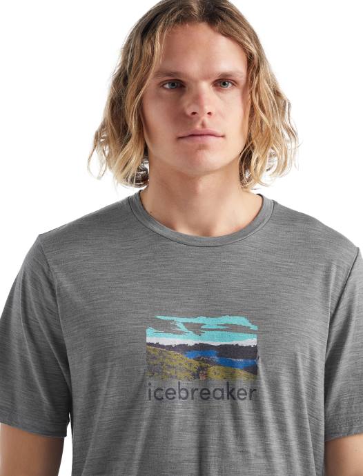 Icebreaker Heren merino tech lite ii trailhead T-shirt met korte mouwenmetro heide XXNJ474 kleding