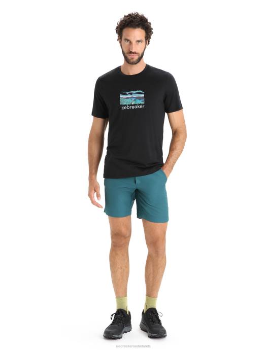 Icebreaker Heren merino tech lite ii trailhead T-shirt met korte mouwenzwart XXNJ14 kleding