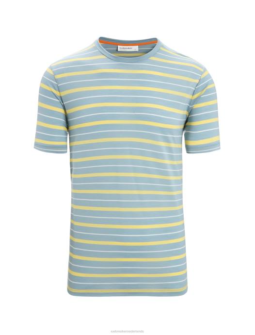 Icebreaker Heren merino wave gestreept T-shirt met korte mouwenastraal blauw/zomer XXNJ19 kleding