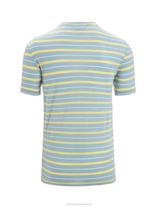 Icebreaker Heren merino wave gestreept T-shirt met korte mouwenastraal blauw/zomer XXNJ19 kleding