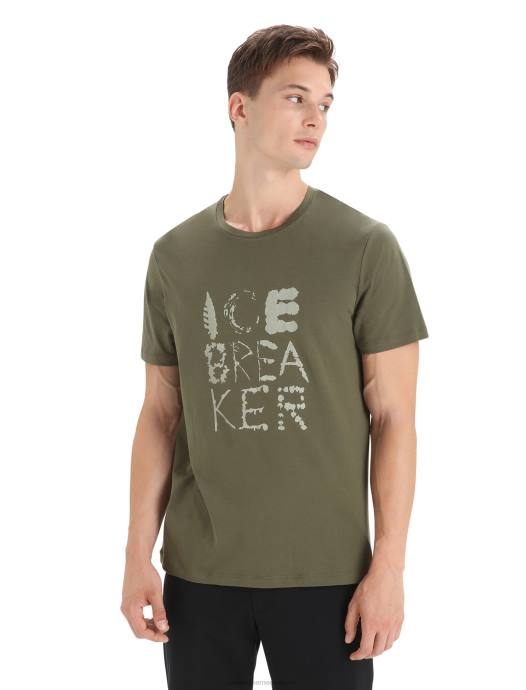 Icebreaker Heren tencel katoenen t-shirt met korte mouwen naturel logoladen XXNJ89 kleding