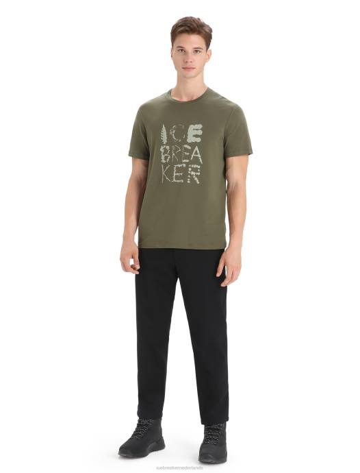 Icebreaker Heren tencel katoenen t-shirt met korte mouwen naturel logoladen XXNJ89 kleding