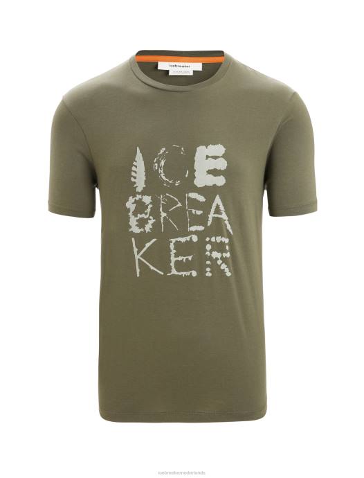 Icebreaker Heren tencel katoenen t-shirt met korte mouwen naturel logoladen XXNJ89 kleding