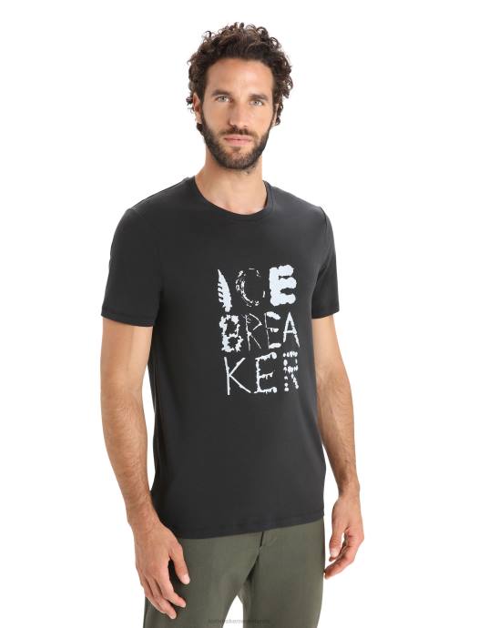 Icebreaker Heren tencel katoenen t-shirt met korte mouwen naturel logozwart XXNJ88 kleding