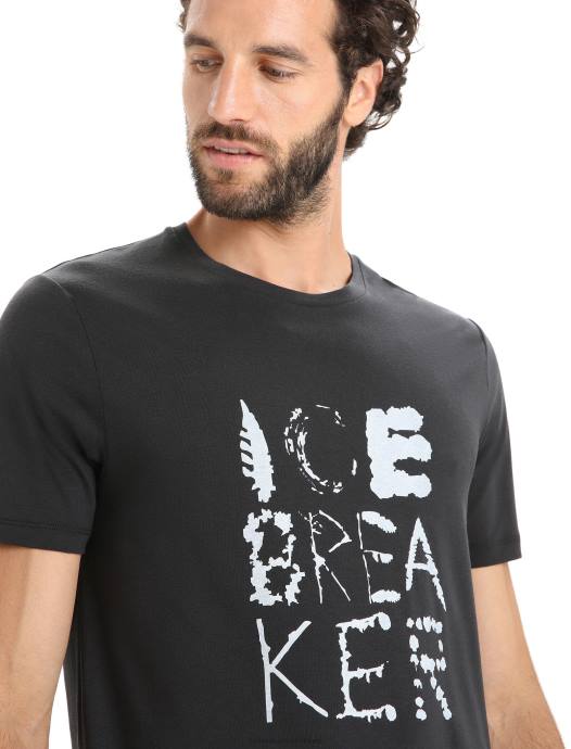 Icebreaker Heren tencel katoenen t-shirt met korte mouwen naturel logozwart XXNJ88 kleding