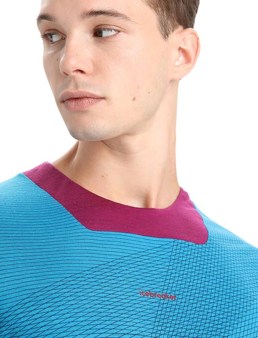 Icebreaker Heren zoneknit merino T-shirt met korte mouwen geodetischgeo blauw/go berry XXNJ63 kleding