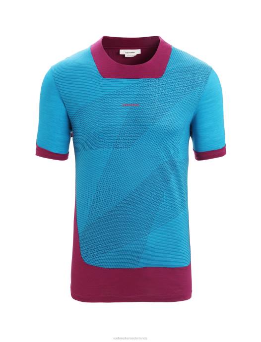 Icebreaker Heren zoneknit merino T-shirt met korte mouwen geodetischgeo blauw/go berry XXNJ63 kleding