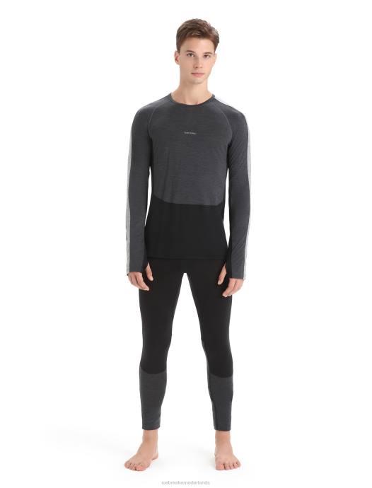 Icebreaker Heren 125 zoneknit merino thermotop met lange mouwen en ronde halsjet heide/zwart XXNJ178 kleding