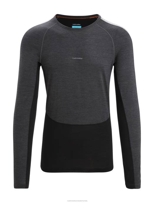 Icebreaker Heren 125 zoneknit merino thermotop met lange mouwen en ronde halsjet heide/zwart XXNJ178 kleding