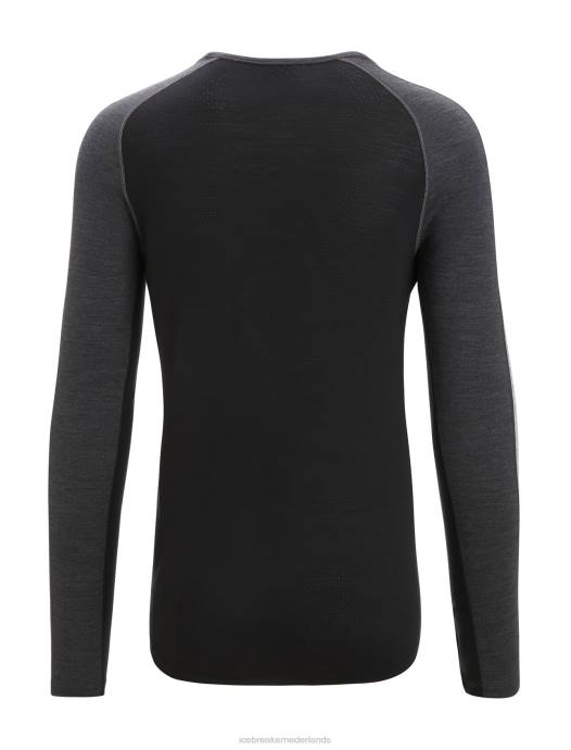 Icebreaker Heren 125 zoneknit merino thermotop met lange mouwen en ronde halsjet heide/zwart XXNJ178 kleding